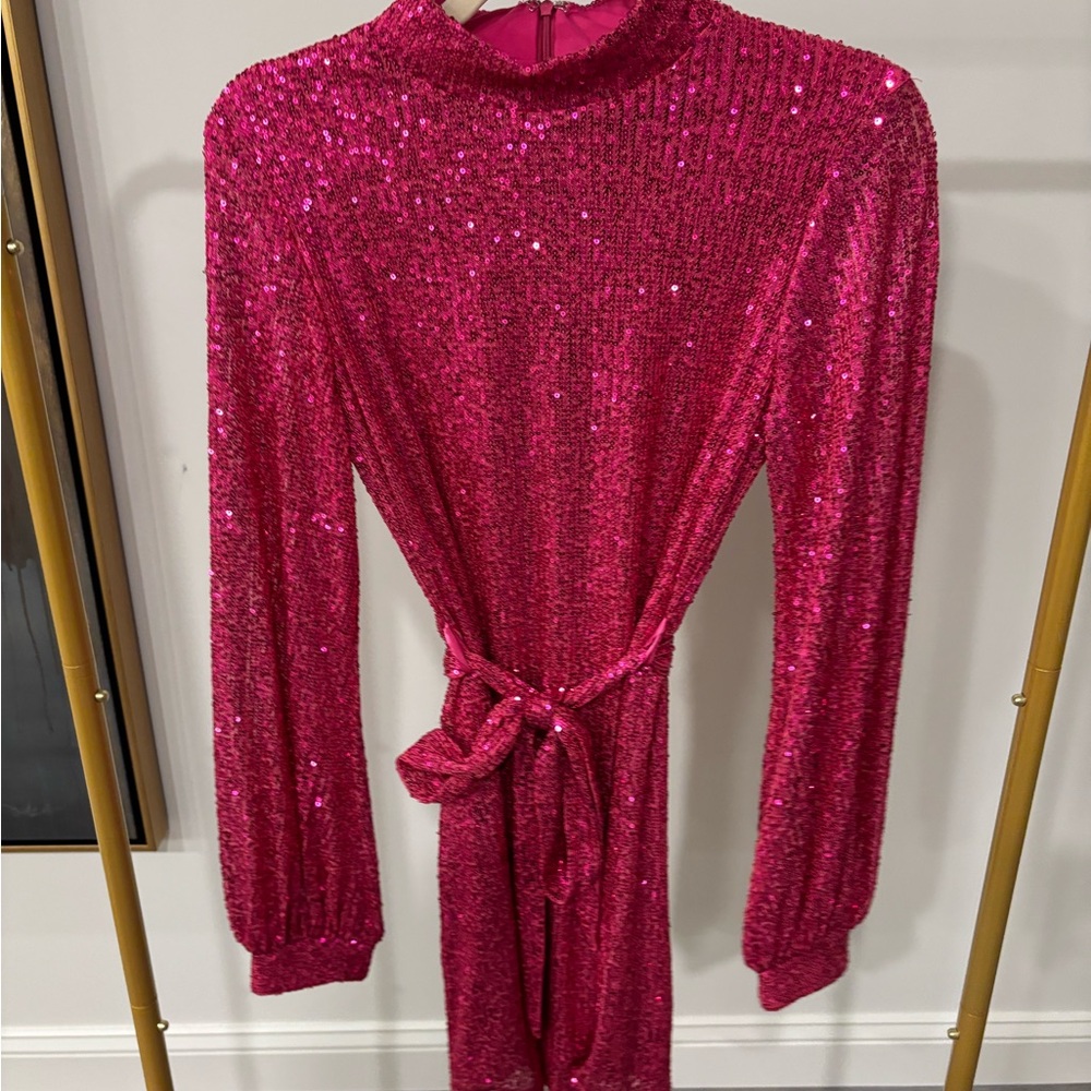 Aakaa Pink Sequin Mini Dress - Picture 2 of 4